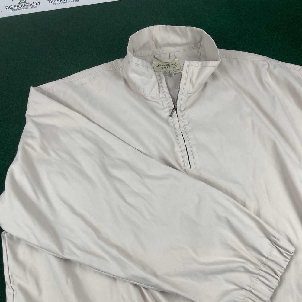 Eddie Bauer‎ Golf Quarter Zip Pullover Jacket Beige Women XL Windbreaker